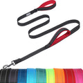 Vivaglory Twingrip Double Handle Dog Leash front view showing the dual neoprene padded loops and black nylon webbing.
