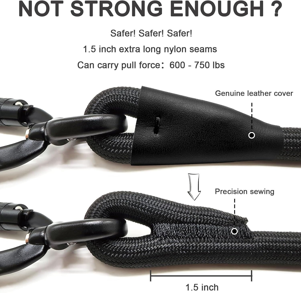 Morxil six foot dog lead with premium leather connector stitching
