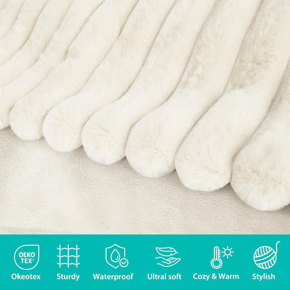 Zakapaws reversible calming pet throw showing the stripe rabbit faux fur texture up close.