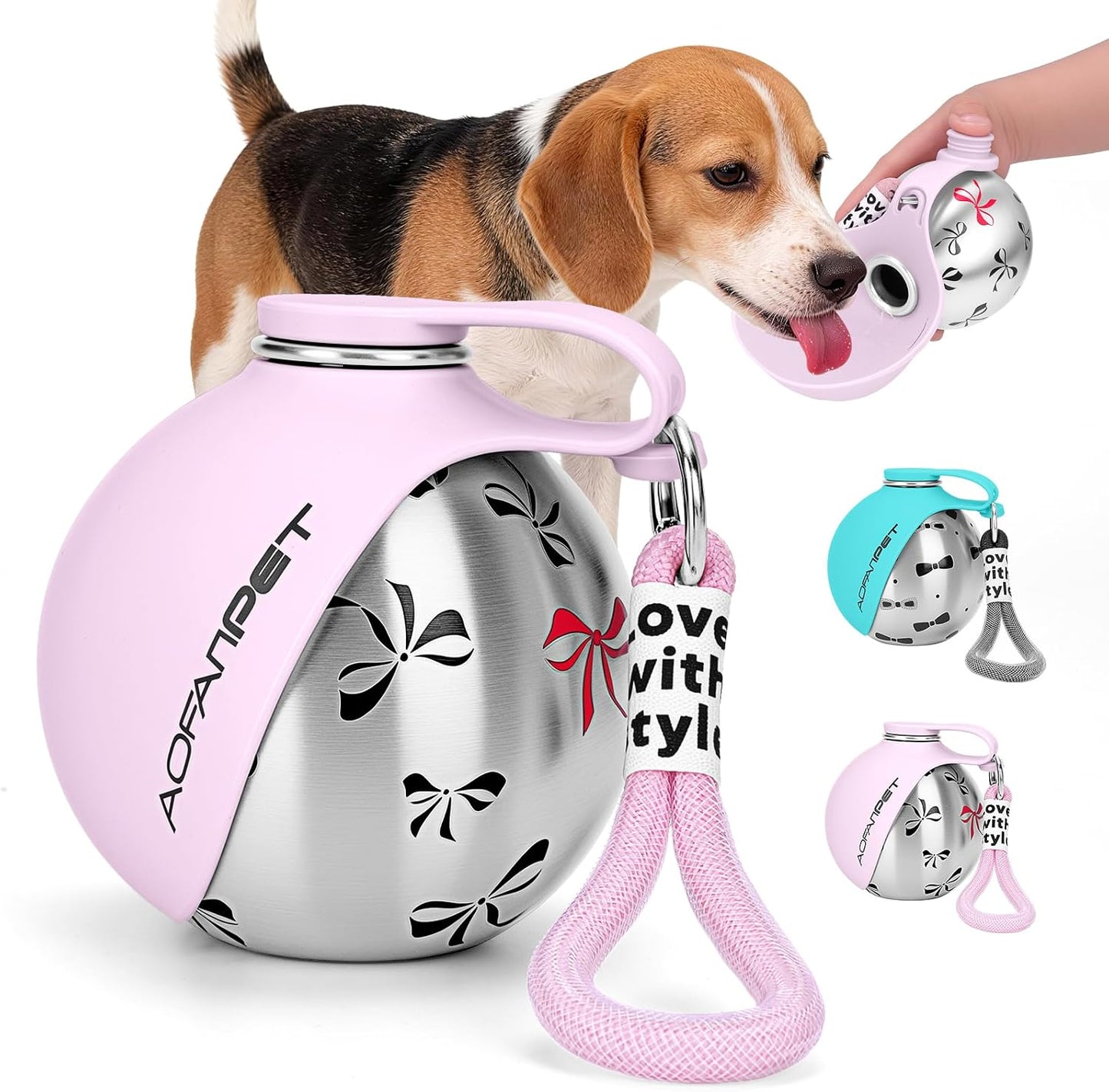 Portable Dog Water Bottle 10oz Stainless Steel Travel Dog Water Dispenser with Bowl No-Spill Puppy Water Bottle for Walking Hiking Small Dog Water Bottle - Image 11