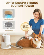 Simple Way pet hair remover vacuum with six grooming attachments displayed