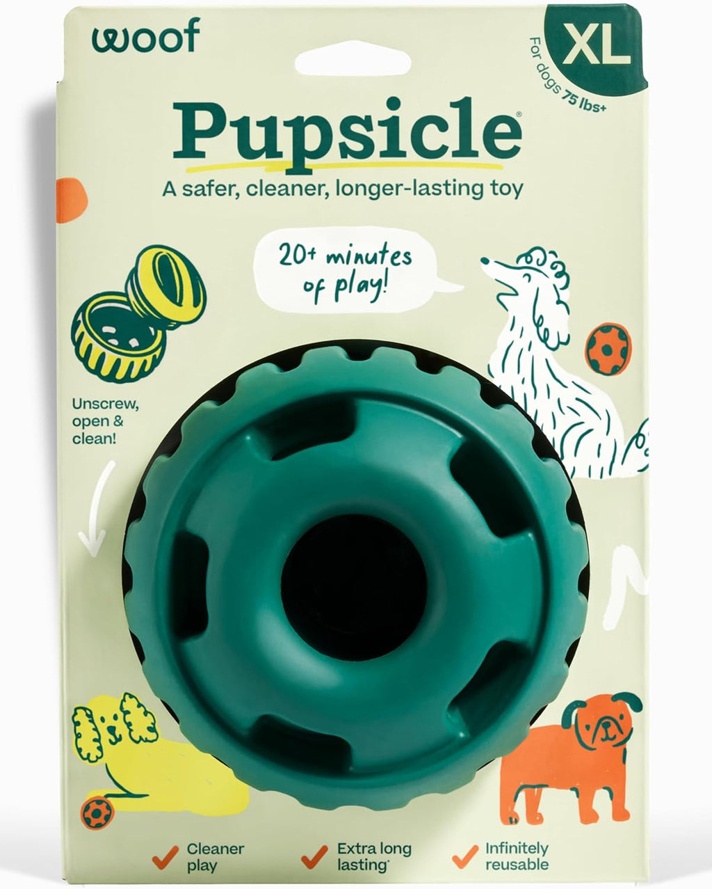 WOOF Party Pupsicle - Long-Lasting Interactive Dog Toys for Boredom - Low-Mess Design - Birthday Gifts for Dogs - Large Dog Toys - Party Pink - Image 14