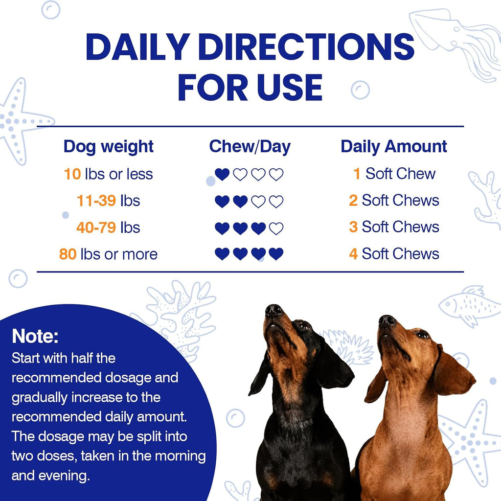 Hip and joint care omega 3 soft chews for senior dogs and large breeds