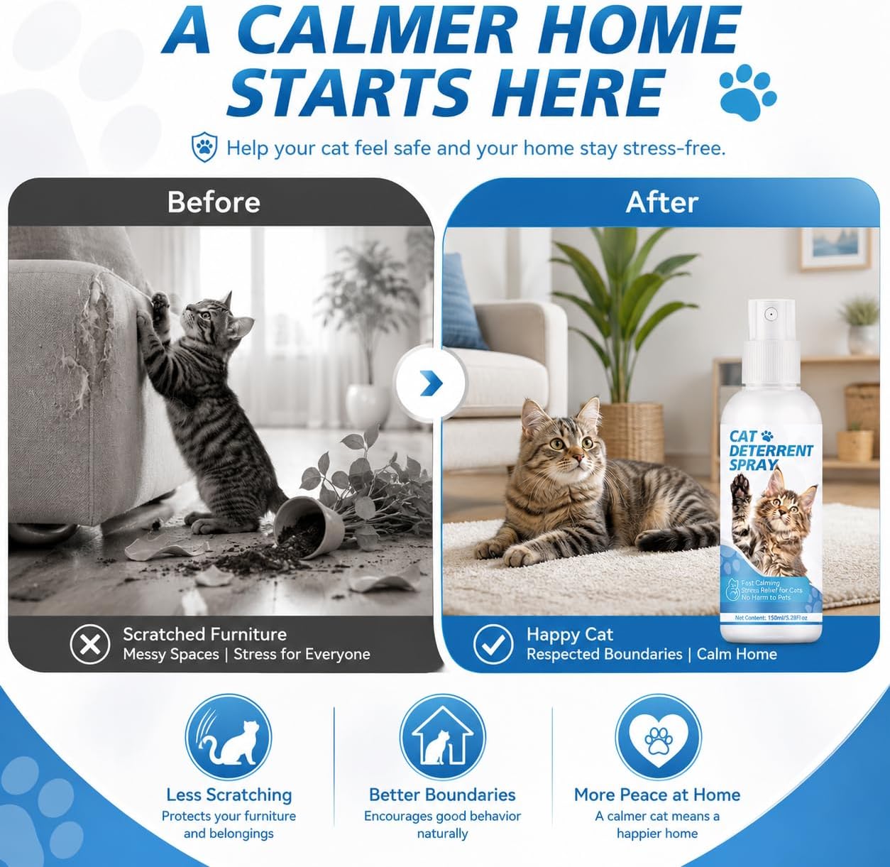 Cat deterrent spray for rugs and carpets