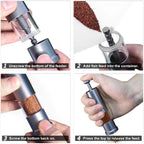 FZONE manual fish feeder compact dimensions next to a small desktop planted aquarium