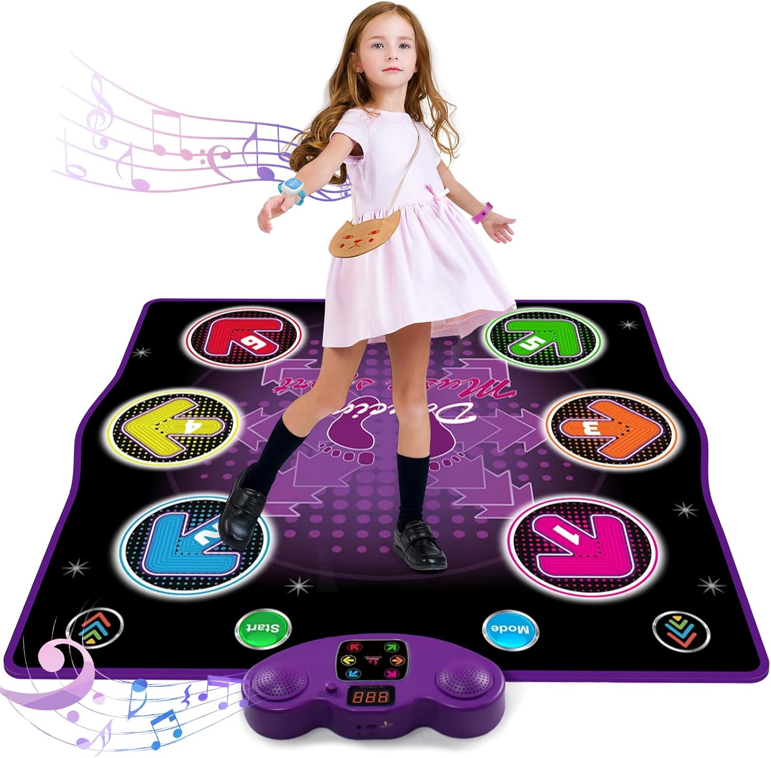 Ysityum kids wireless dance mat front view with wristbands
