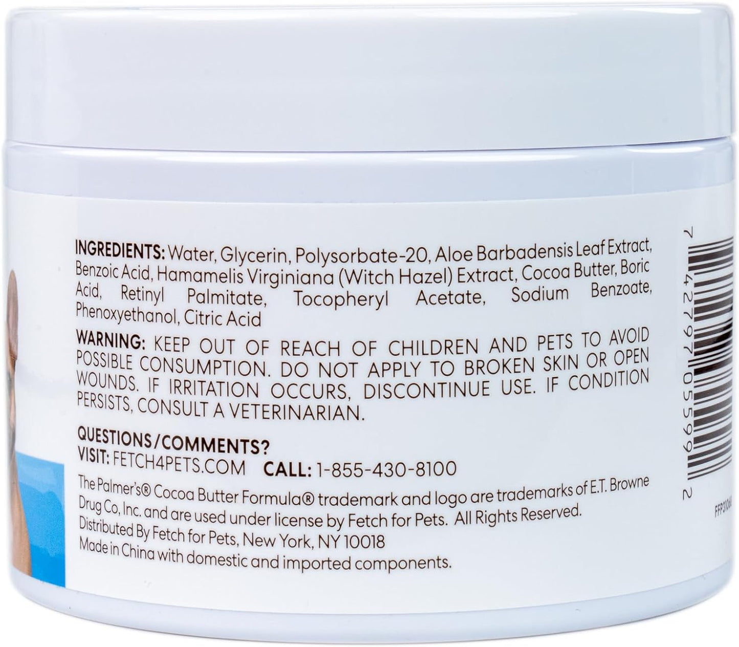 Plant based Palmer's dog wipes with vitamin E for daily facial maintenance