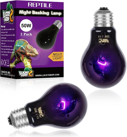 Lucky Herp reptile night heat lamp two pack front view for terrarium heating