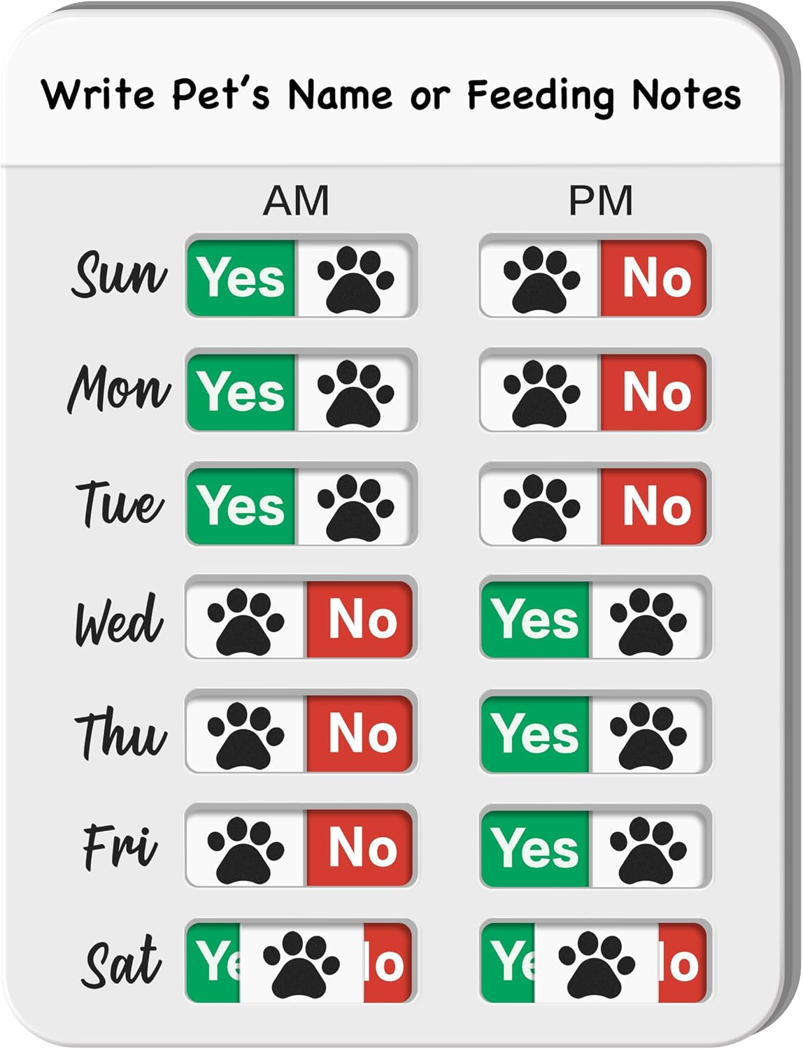 Dog Feeding Reminder, Dog Fed Sign Tracker -Daily Am/Pm Chart Slider Sign for Pet Fed and Pill Reminder, Easy to Use On Fridge Or Wall with Adhesive and Magnet,Pet Supplies - Image 13