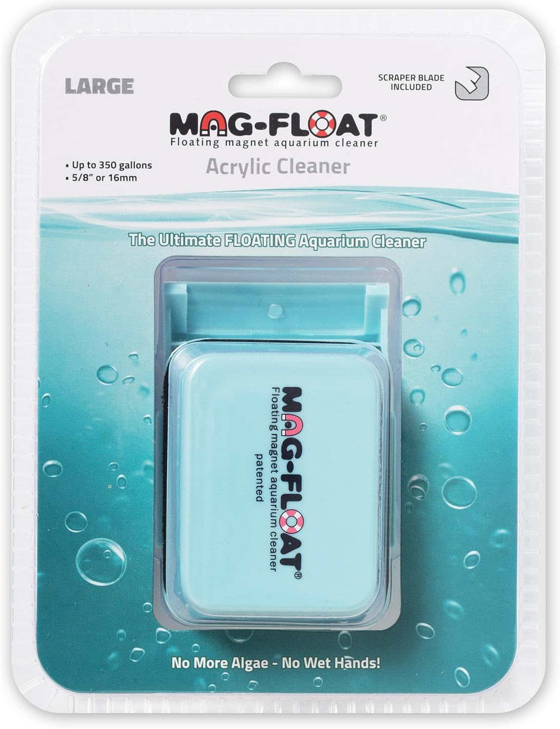 Side view of the Mag-Float acrylic aquarium scraper demonstrating the compact profile of the cleaning tool.
