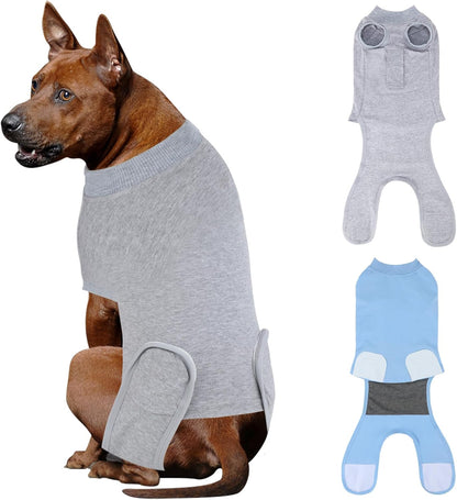 2 Packs Breathable Cotton Dog Recovery Suit for After Neuter Spay Abdominal Wounds Protector, Professional Anti-Licking Onesies for Male Female Pets Surgery Bandages, XL Purple & Pink Stripes - Image 14