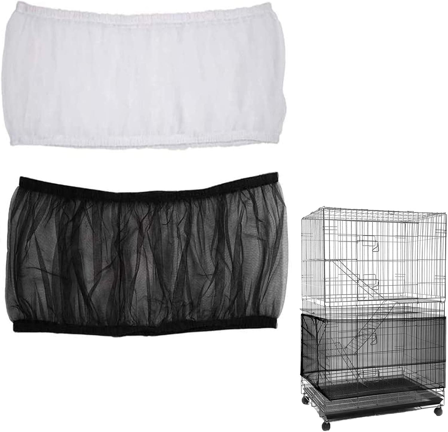 Folded black and white medium size machine washable birdcage nets