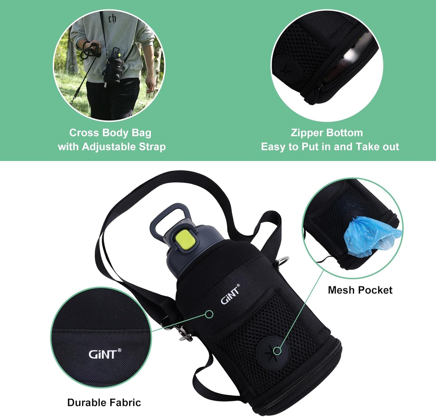 GiNT thirty seven ounce travel flask showcasing the double wall vacuum insulation structure.