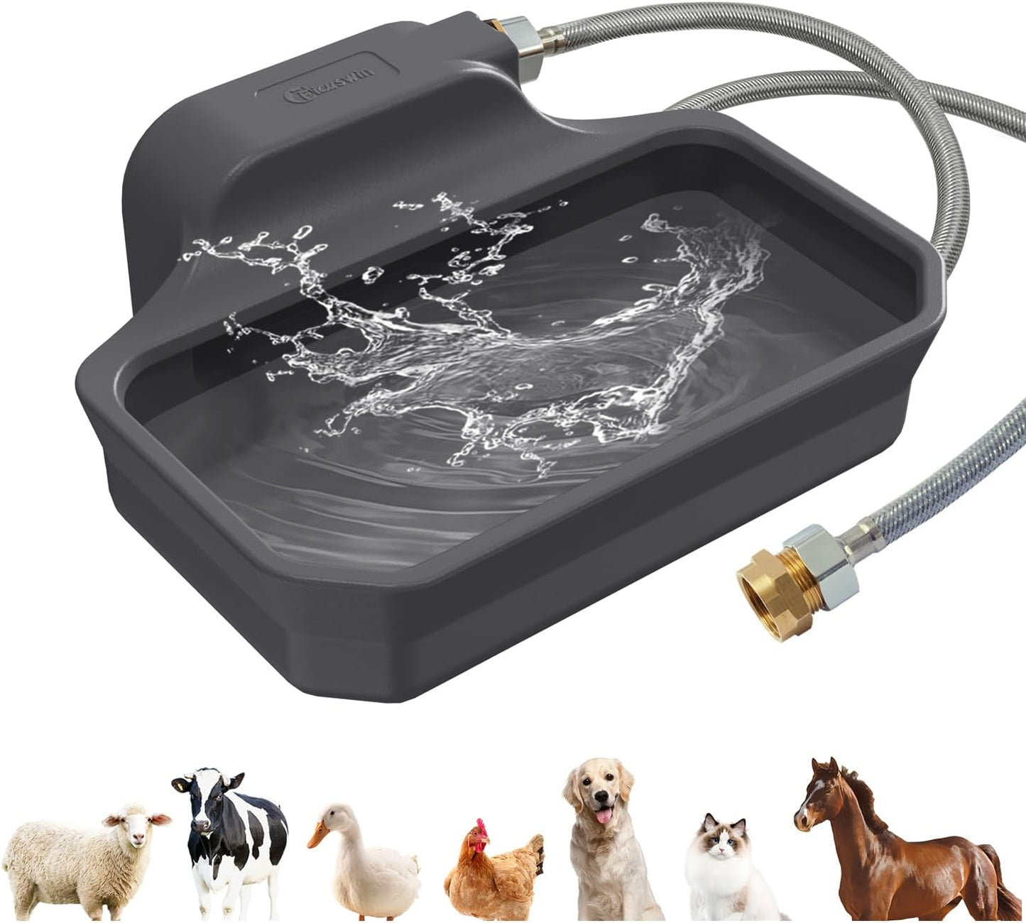 Ficuswin 135 Ounce automatic dog water dispenser front view outdoor setup