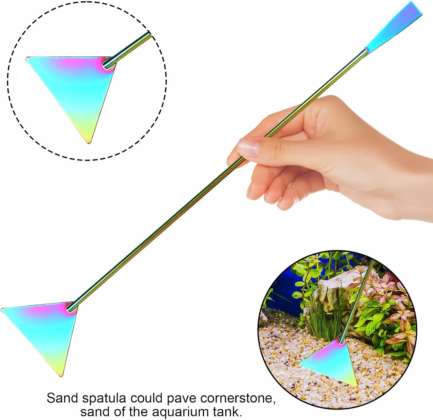 Funnytek substrate spatula leveling sand slopes in a fresh fish tank setup