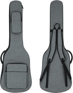 MUZNOTE grey guitar cover highlighting the smooth two way durable metal zippers.