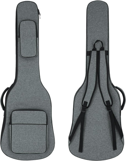 MUZNOTE grey guitar cover highlighting the smooth two way durable metal zippers.