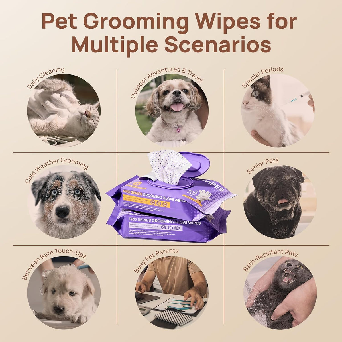 Soothing pet massage mitten for anxious dogs and puppies.