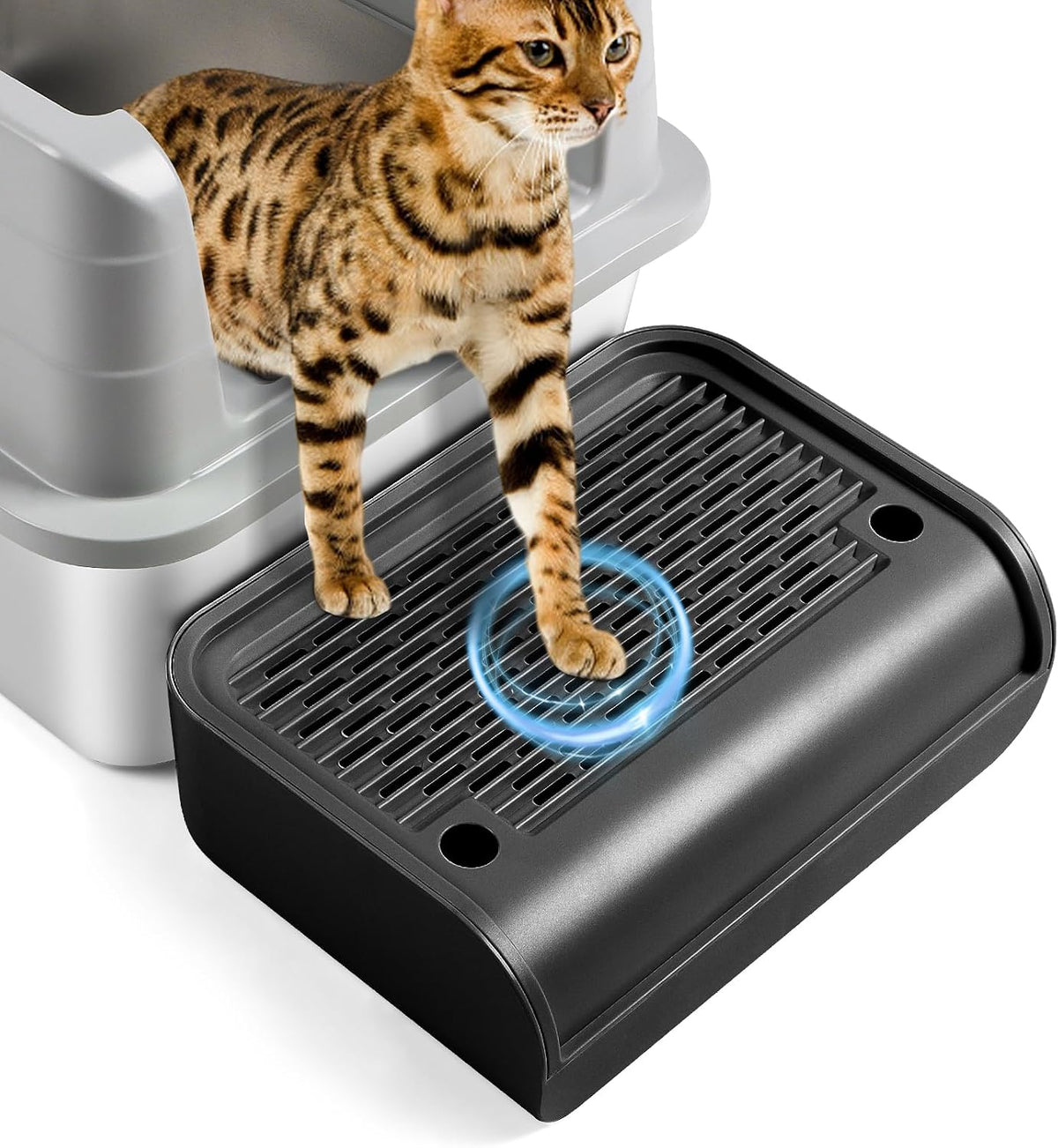 Cat Litter Box Step, Cat Litter Ramp Mat with Filter Function for Self-Cleaning Litter Box, Easy to Clean, Cats Pedal Step Stool Ideal for Kitten & Elderly Cats (Light Grey) - Image 10