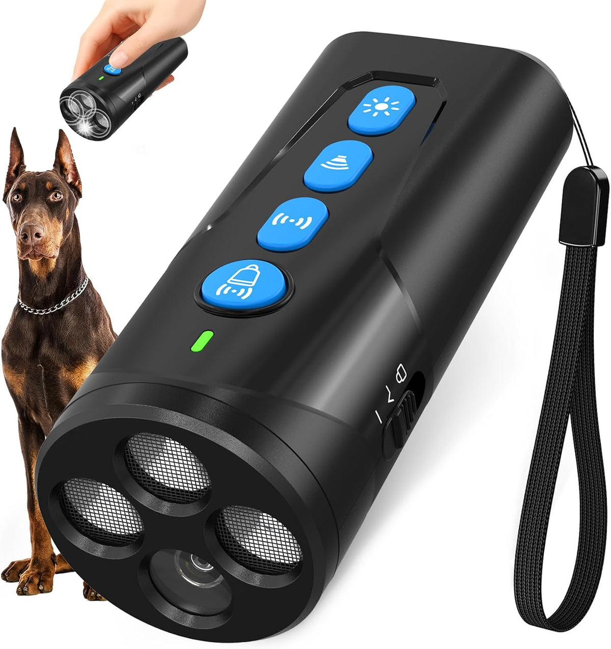 Dog Bark Deterrent Device, 3X Ultrasonic Anti Barking Device 6 Modes Dog Trainer Rechargeable & Portable Safe Bark Control Indoor Outdoor for All Dogs with LED Flashlight - Black - Image 9