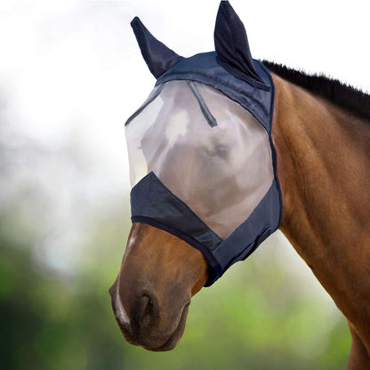 Harrison Howard CareMaster Horse Fly Mask Large Eye Space Half Face with Ears Moonlight Silver Large Full Size - Image 14