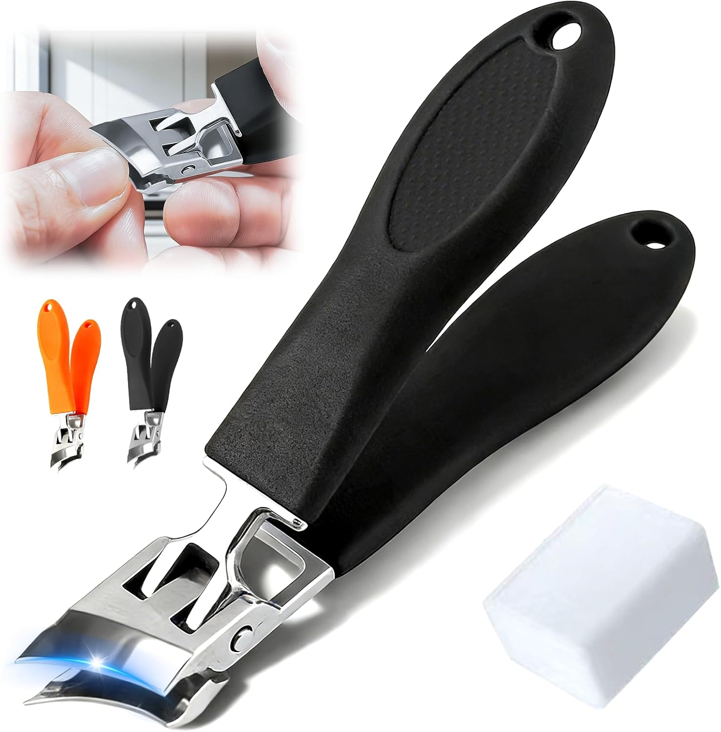 Medech wide jaw anti-splash slanted nail clipper front view