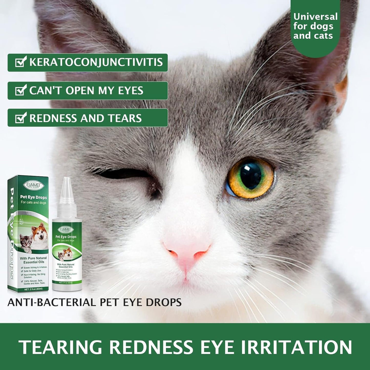 Premium USA imported pet allergy eye drops for multi-animal daily eye care and maintenance