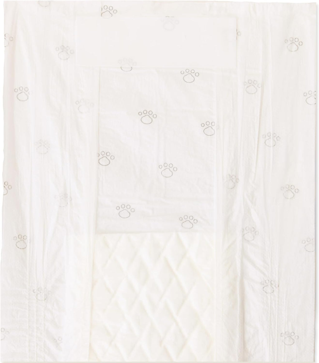 Small white disposable male dog diaper wrap spread out flat