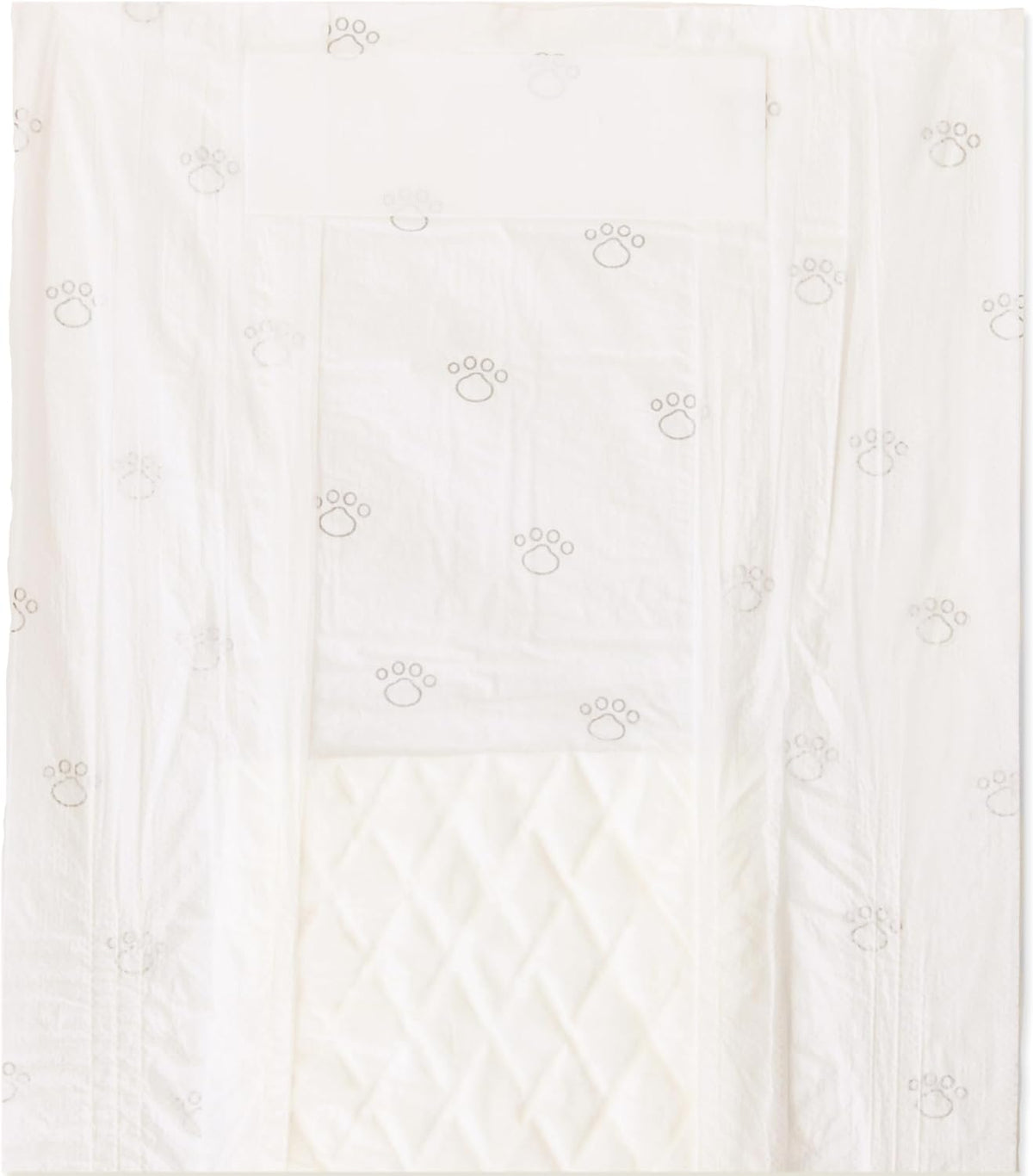 Small white disposable male dog diaper wrap spread out flat