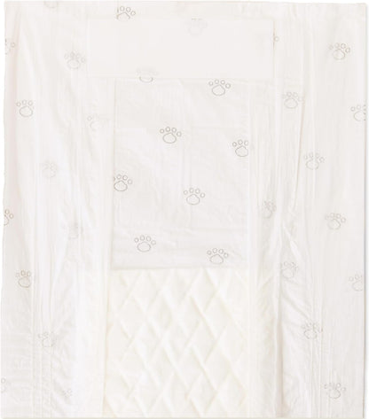 Small white disposable male dog diaper wrap spread out flat