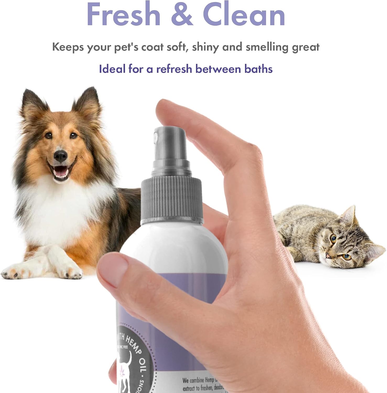 Close up of Petkin 8 fluid ounce hemp fragrance bottle