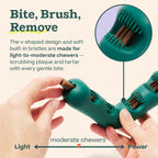 Woof Bite N' Brush toy for small dogs on a clean surface