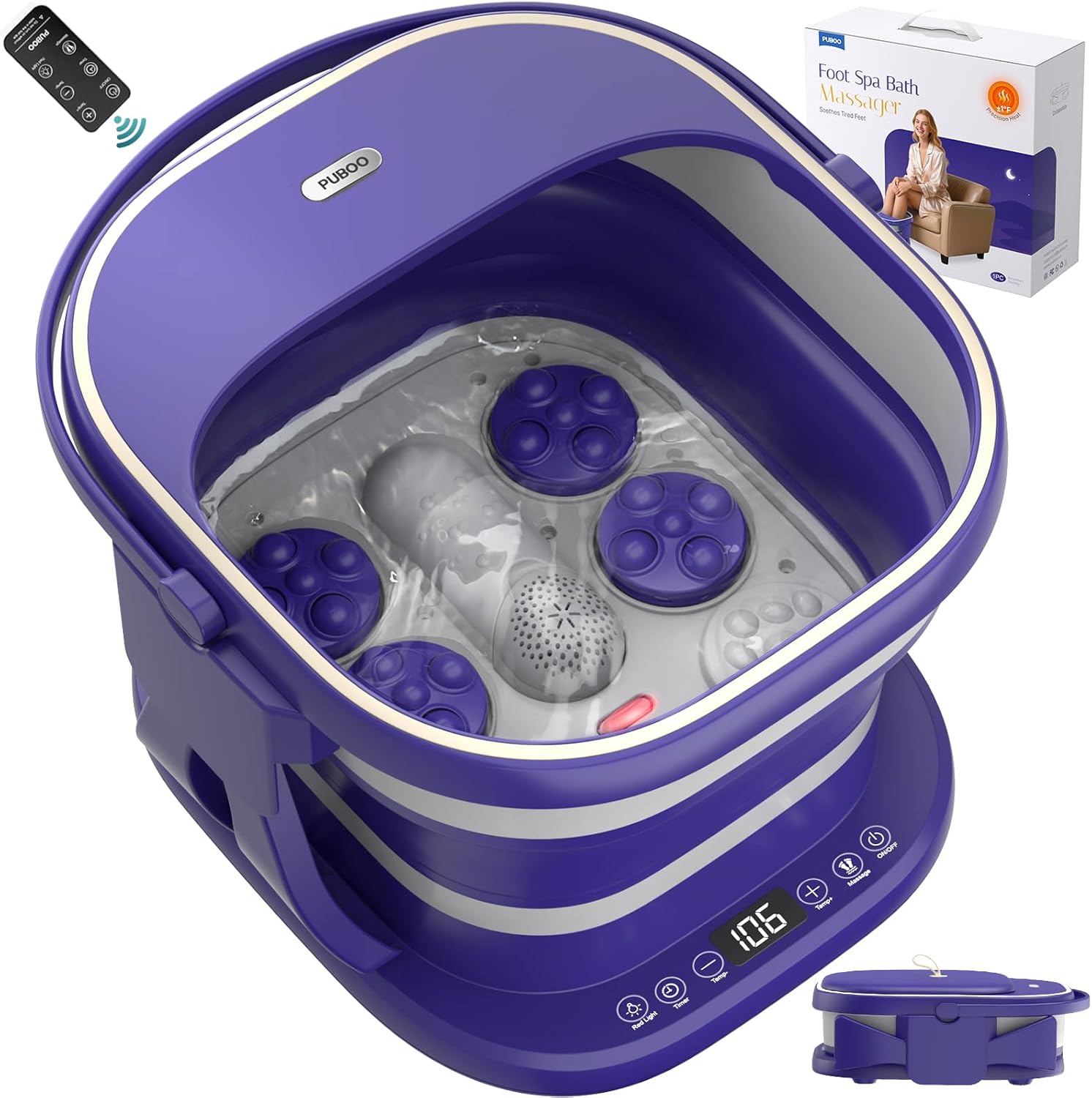 Puboo collapsible electric foot spa massager front view
