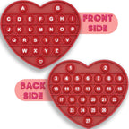 PETBSNVB red heart shaped pop bubble fidget toy front alphabet side view