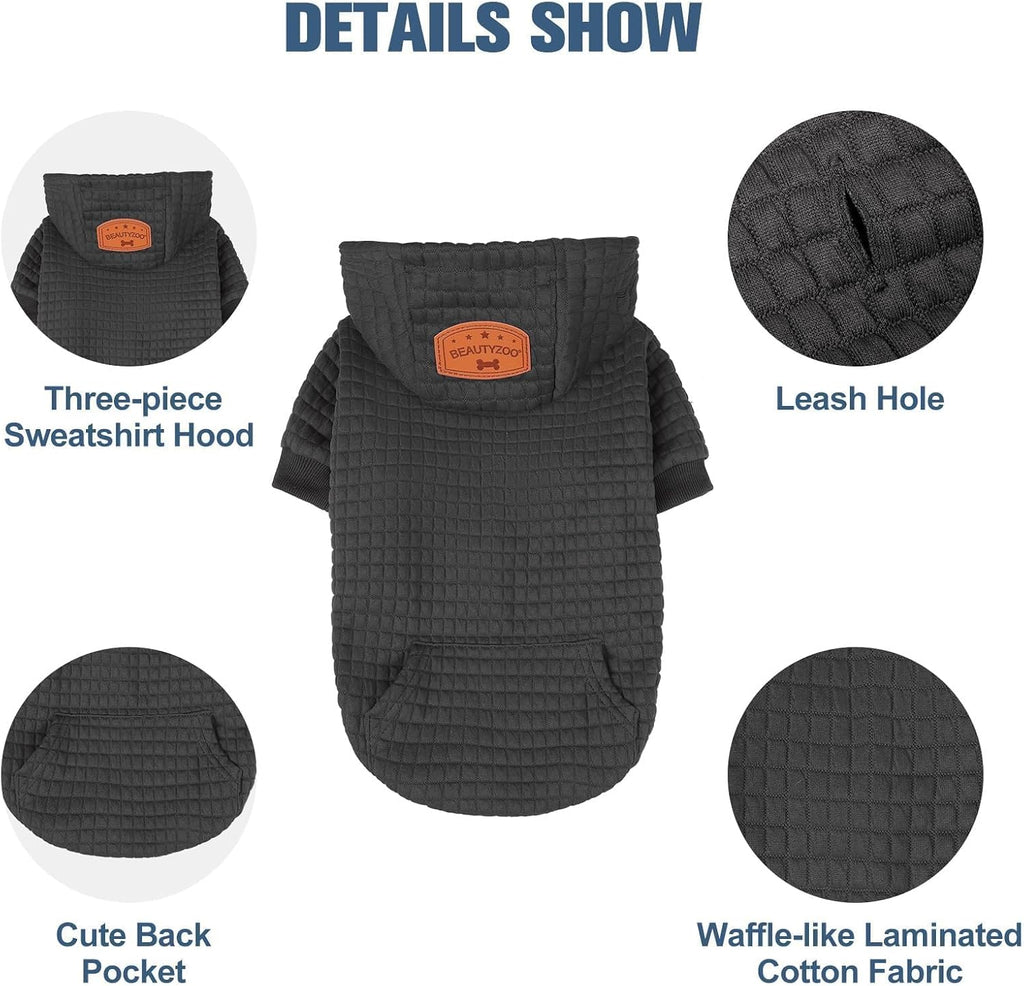 BEAUTYZOO warm cat jacket displaying the convenient leash attachment hole at the back.
