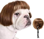 HOWWFALY pet wig front view curly braids dog costume