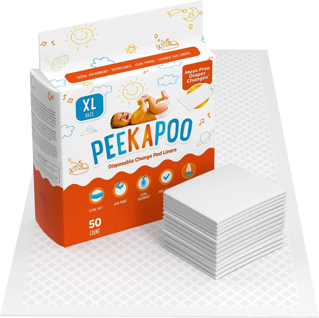 Peekapoo XL disposable changing pads front view 50 count pack
