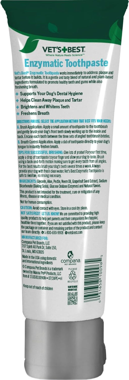 Vet's Best Enzymatic Dog Toothpaste - Vet Formulated Dental Gel for Teeth Cleaning, Fresh Breath, Tartar Control, Plaque Remover & Oral Hygiene for Dogs, 3.5 oz - Image 9
