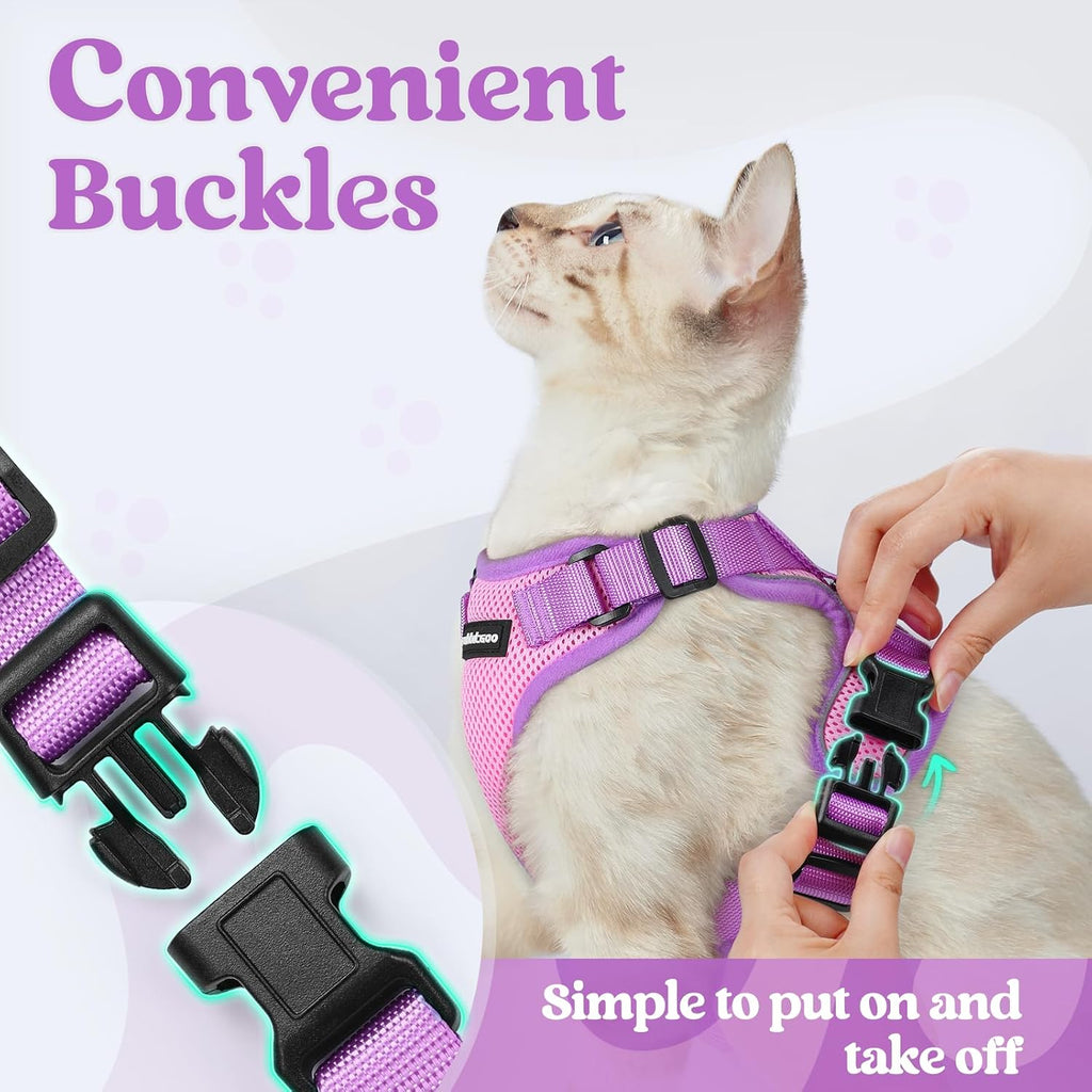 Rabbitgoo adjustable pet vest pink and purple mesh harness for small cats