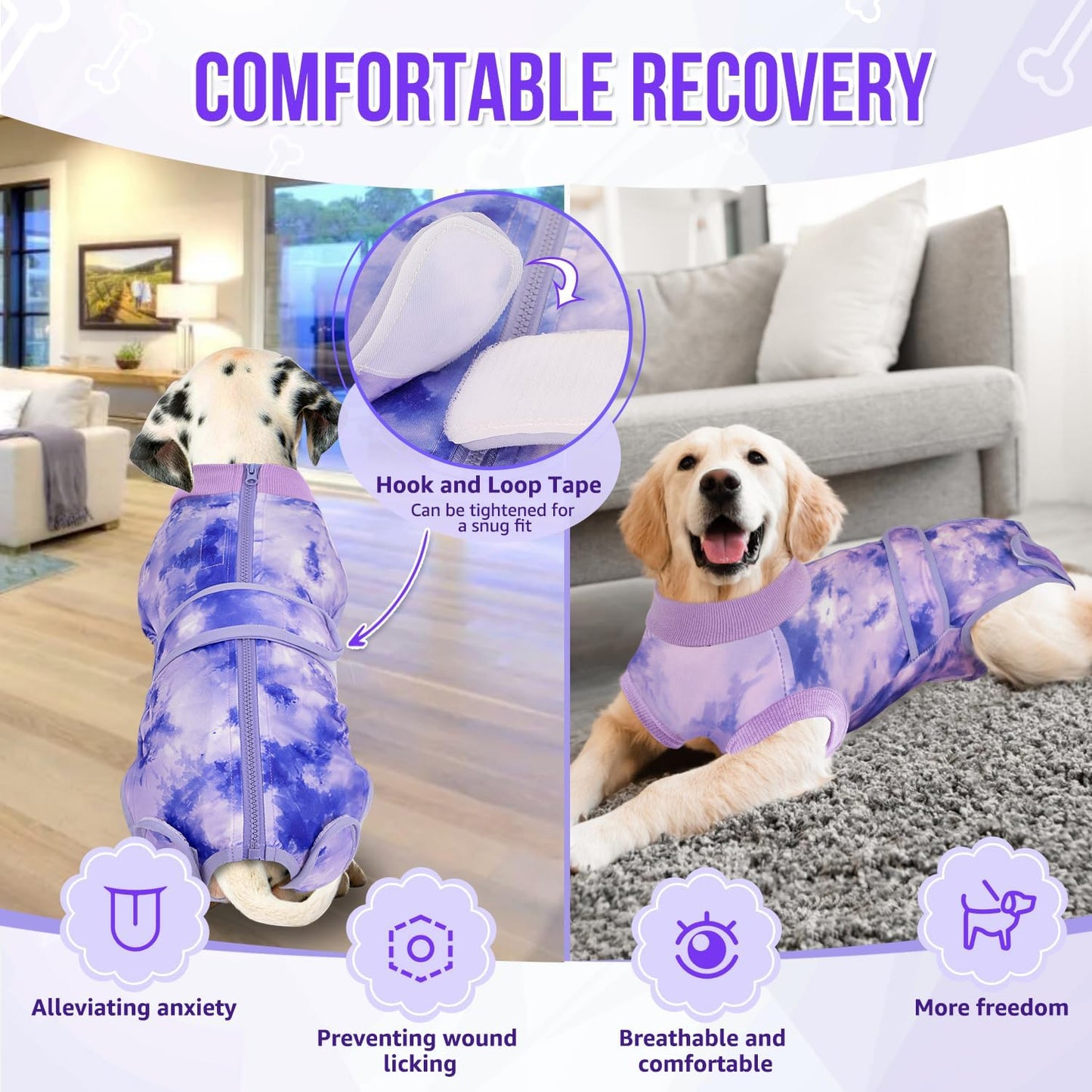 Lukovee breathable canine bodysuit demonstrating fabric stretchability and texture details