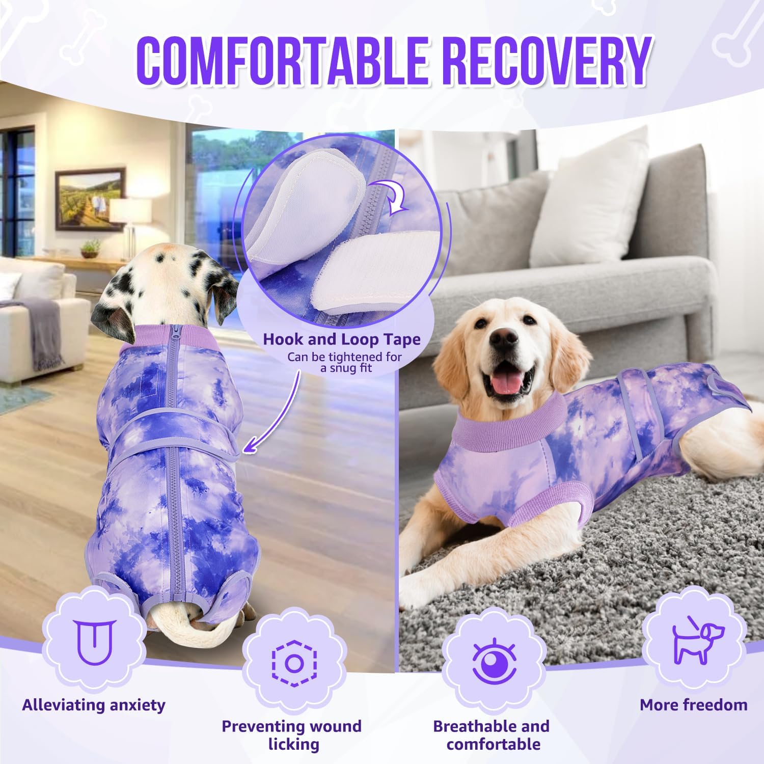 Lukovee breathable canine bodysuit demonstrating fabric stretchability and texture details