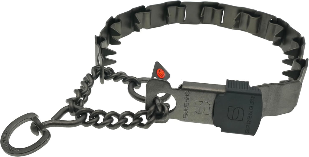 Herm Sprenger authentic black stainless steel prong collar side profile