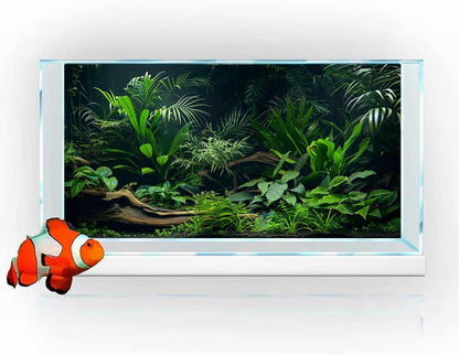 Stereoscopic jungle style aquatic plant background for aquariums