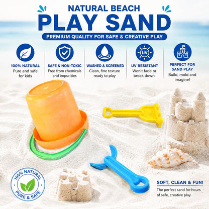 Educational sensory bin setup with natural white play sand