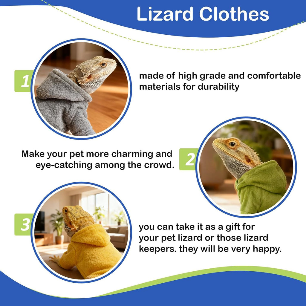 Soft fleece lizard costume jacket for crested geckos