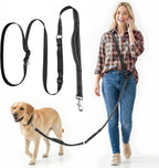 XiaZ hands free dog leash front view premium black waist belt style