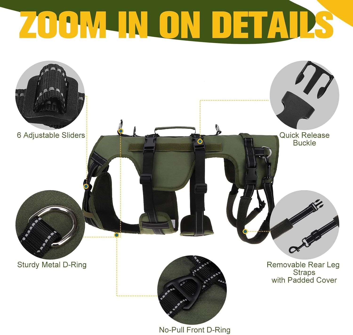 Reflective safety details on Bingpet mobility vest