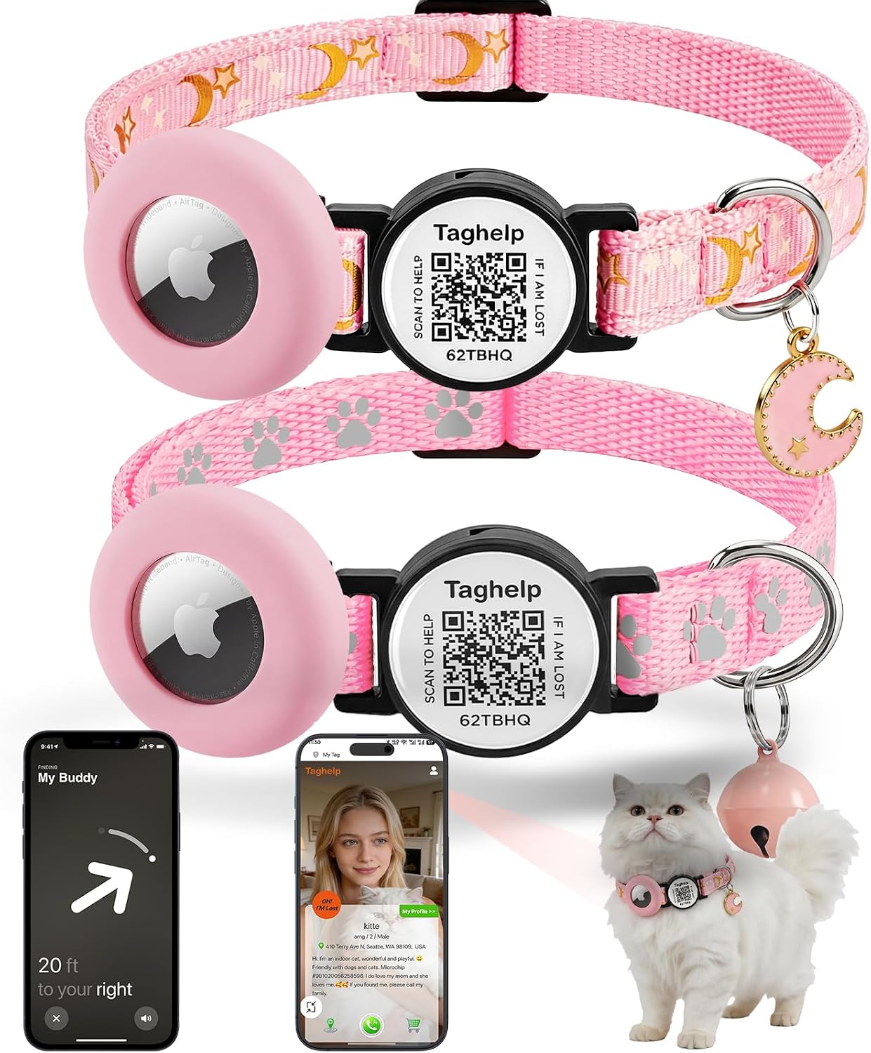 2 Pack Solid & Safe Safety Kitten Collars with Smart QR Code ID Tag for Girl Boy for Cats, Pet Collar, Breakaway Cat Collar,Silent, Lightweight,Durable QR Code Pet ID Tags (Blue) - Image 11