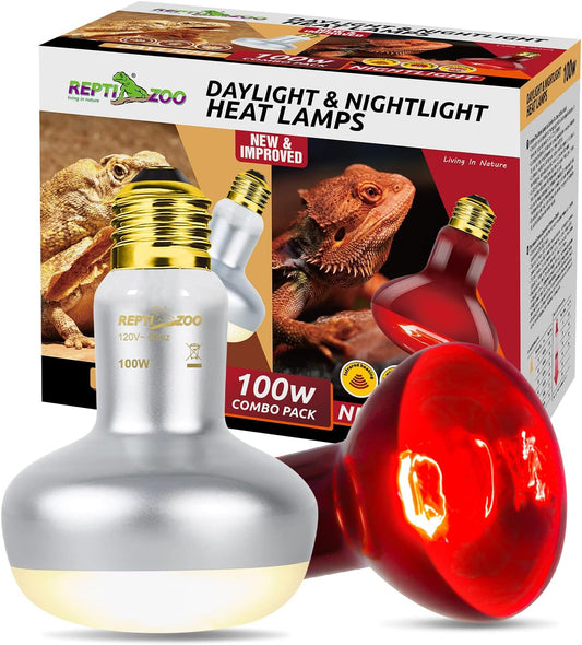 REPTI ZOO 100 watt reptile heat lamp bulbs front view combo pack for terrariums.