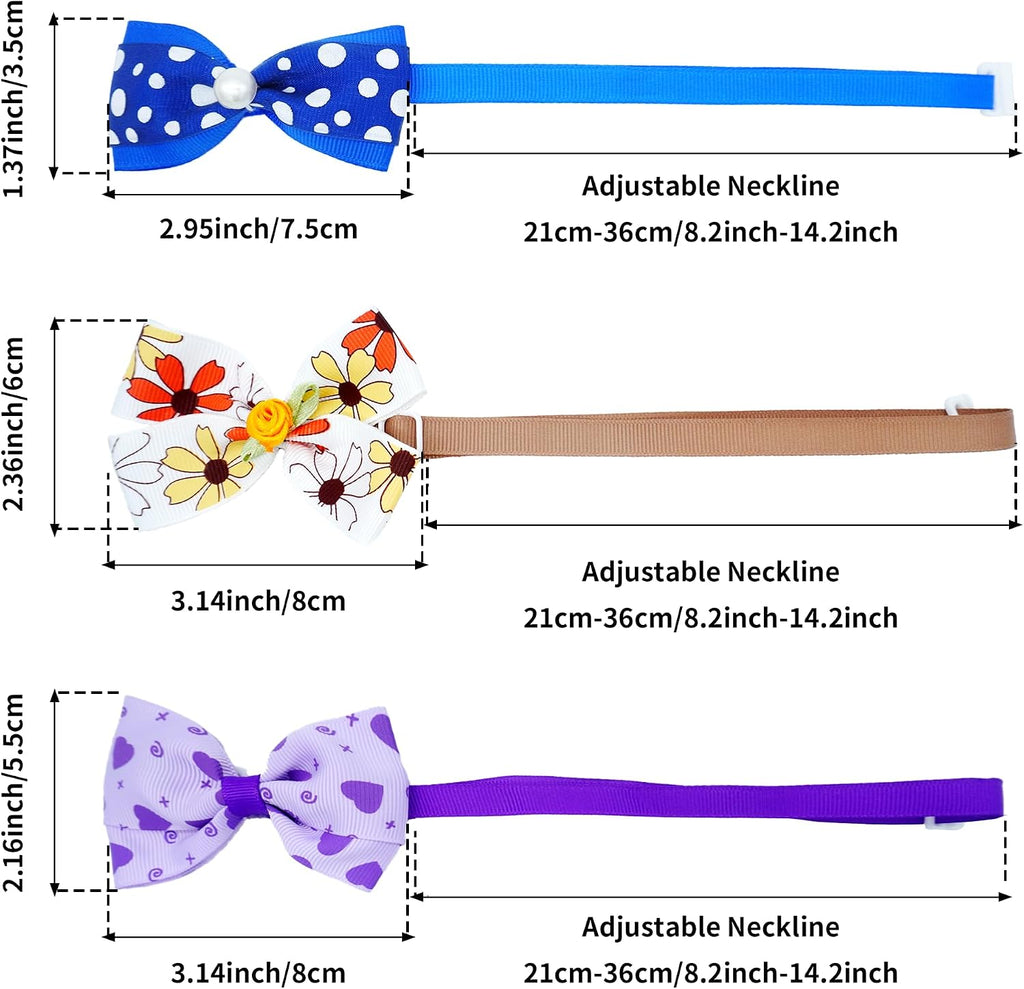 A collection of fifty randomly assorted boy pet bowties for small dogs and cats spread out.